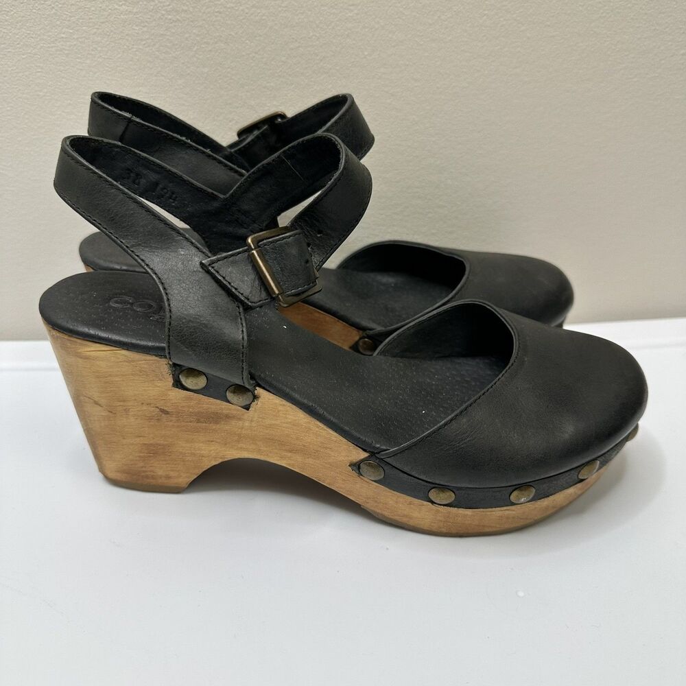 Cordani Signature Clog Shoes Women EU 38 Studded Black Leather Block Heel - Picture 2 of 9